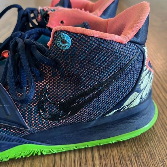 Nike Kyrie 7 Midnight Navy Blue Green Basketball Shoes Sneakers - Picture 5 of 9